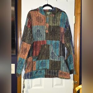 Gypsy Rose Patchwork Hoodie – Handmade in Nepal – 100% Cotton Boho Fairycore